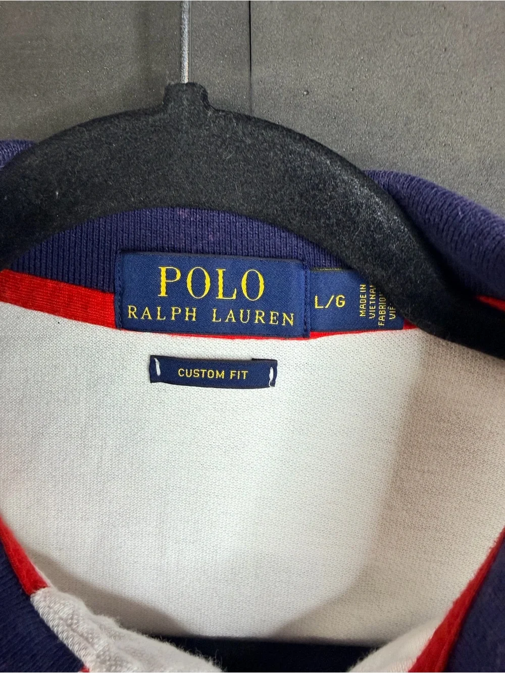 Polo Ralph Lauren Custom Fit Big Pony Polo Shirt Mens L White Navy Red Striped